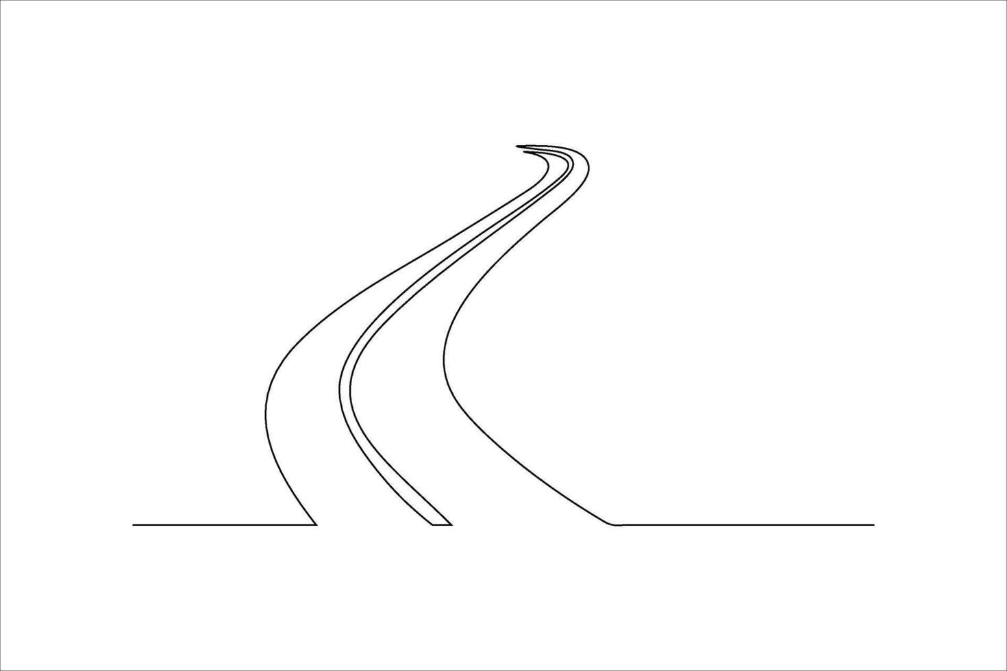 continuous line illustration design of winding road vector