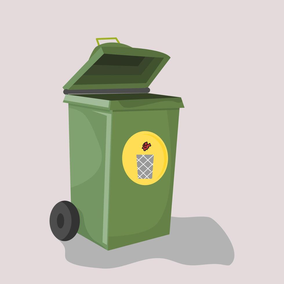 a green trash can illustration vector