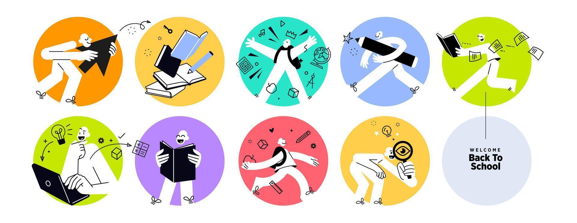 Set of education illustrations vector