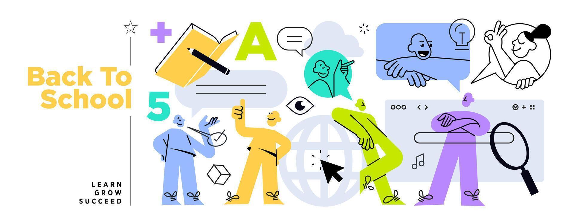Back to school web banner vector