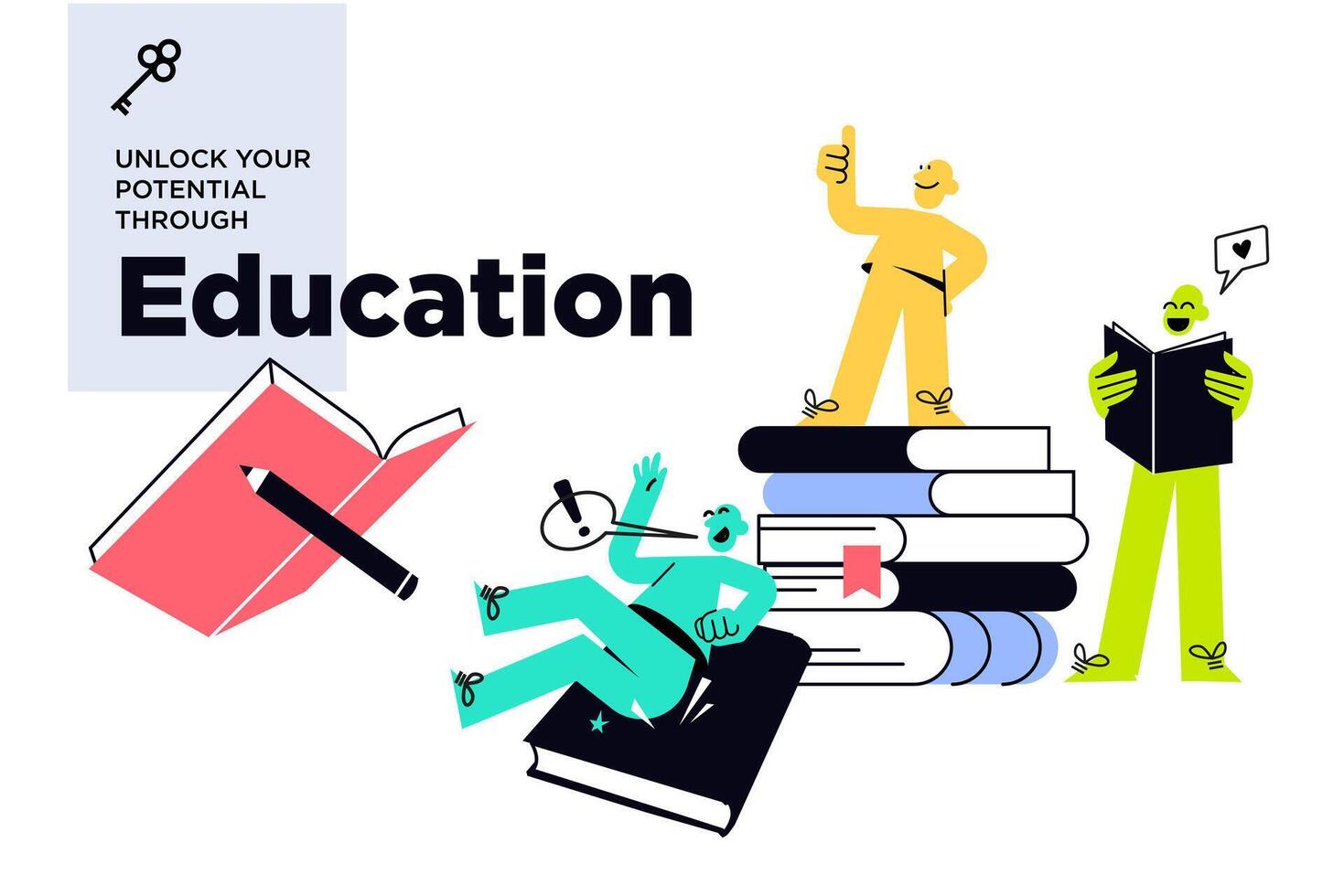 Education illustration for web banner and poster. vector