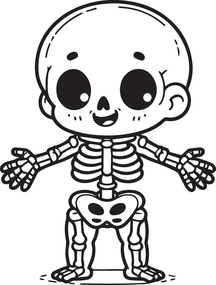 Child skeleton standing with both hands on either side vector