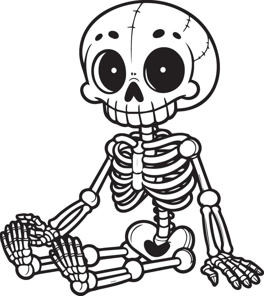 The skeleton is sitting on the ground vector