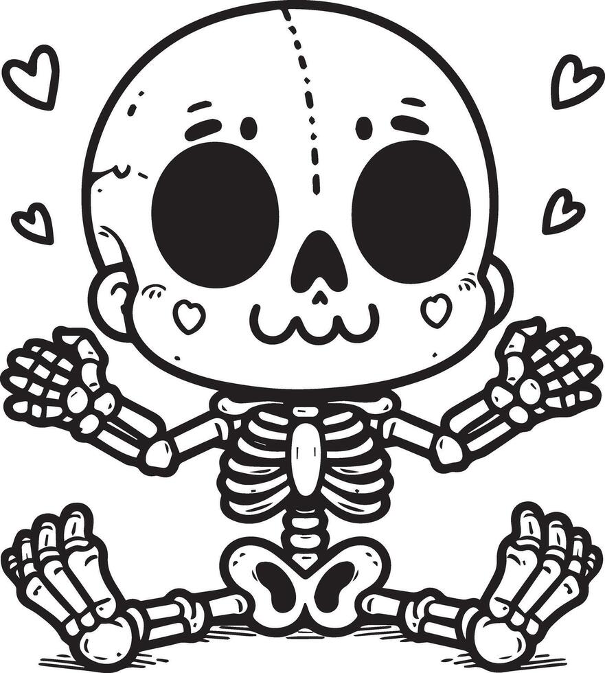 Child skeleton sitting on the ground vector
