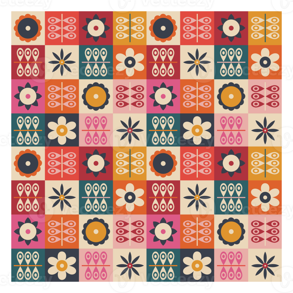 Colorful Seamless Scandi Style Repeating Surface Pattern png