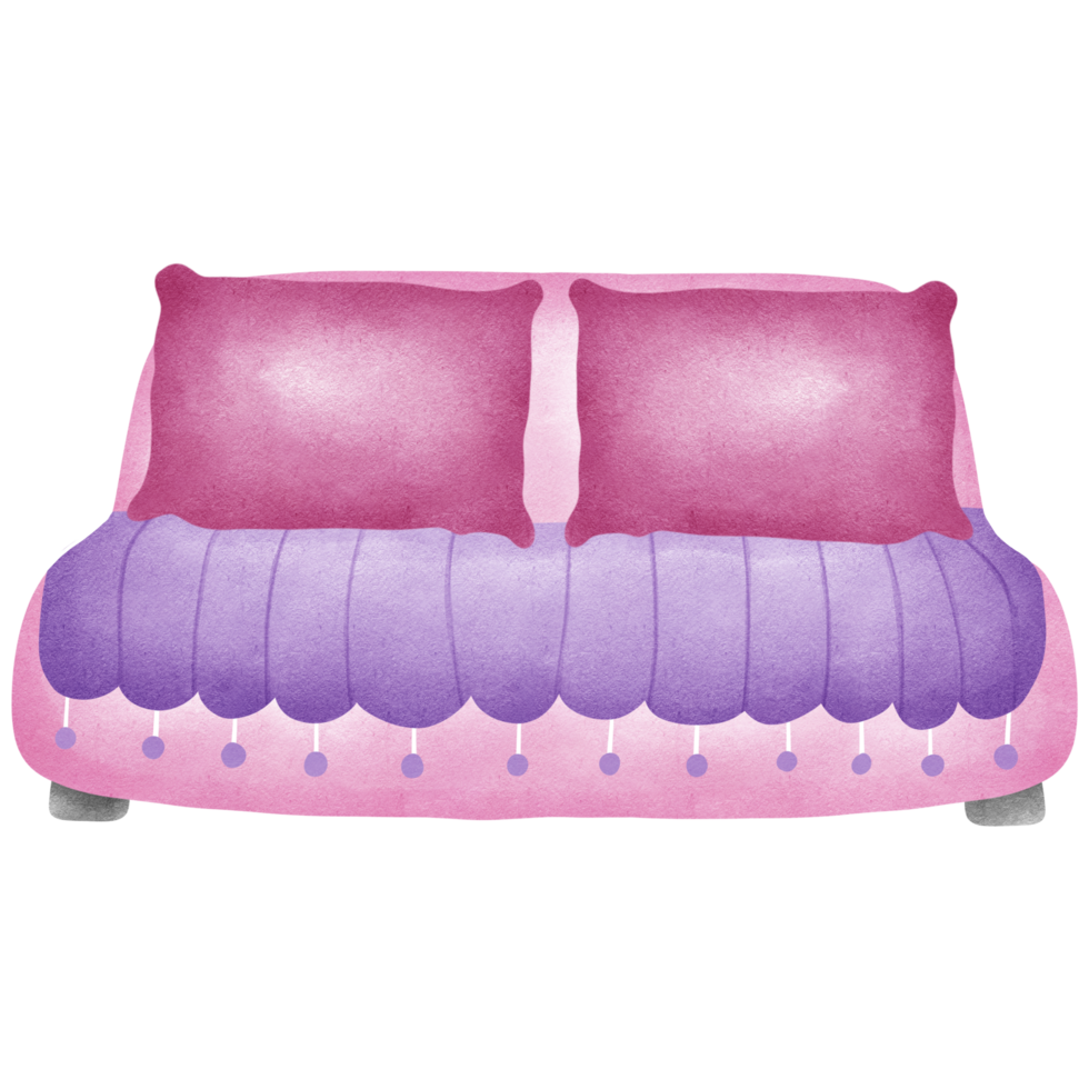pink sofa with purple pillows png
