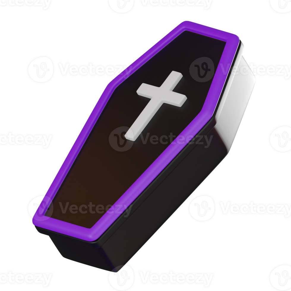 Coffin 3D Illustration, Symbolic Icon for Death and Mourning png