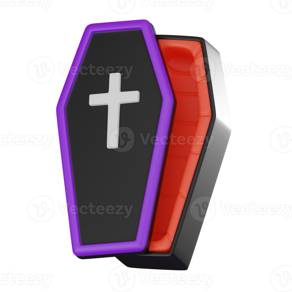 Coffin 3D Illustration, Symbolic Icon for Death and Mourning png