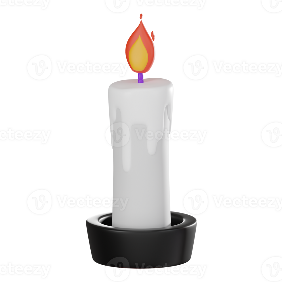 3D Halloween Candle Illustration, Creepy Candle Icon for Spooky Decor png