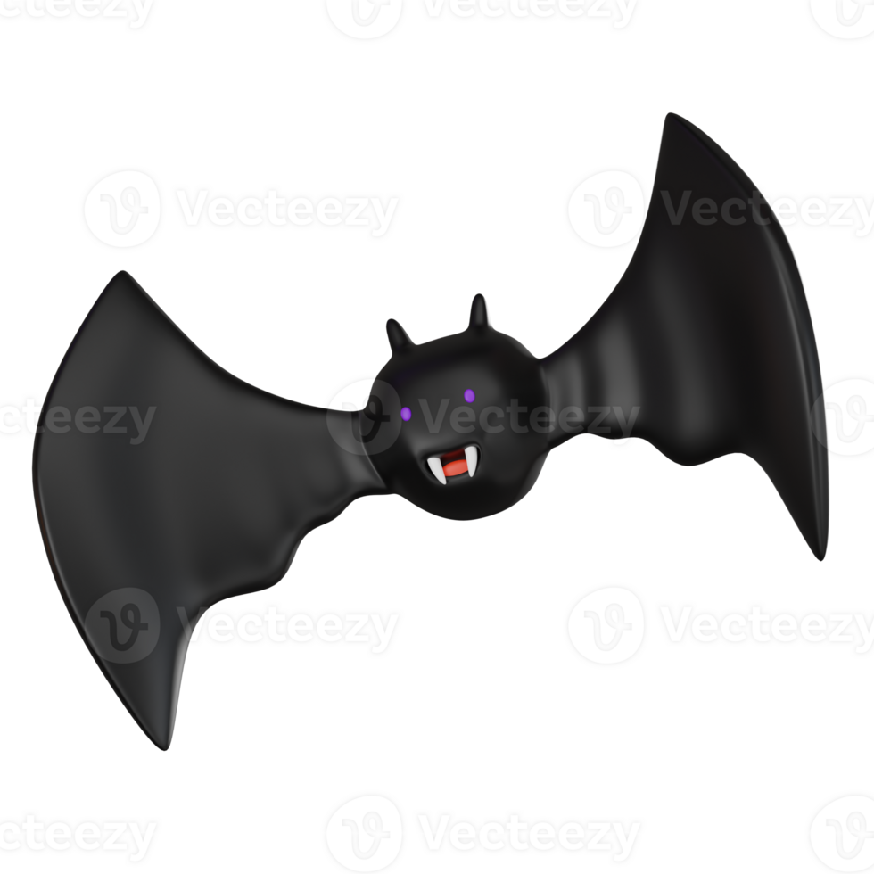 Vampire Bat 3D Illustration, Dark Halloween Icon for Haunted Themes png