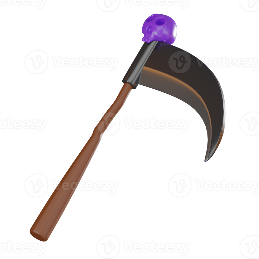 Halloween Sickle 3D Illustration, Scary Tool for October Festivities png