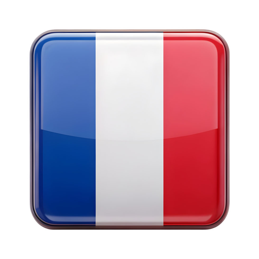 Realistic 3D France Flag on Transparent Background png