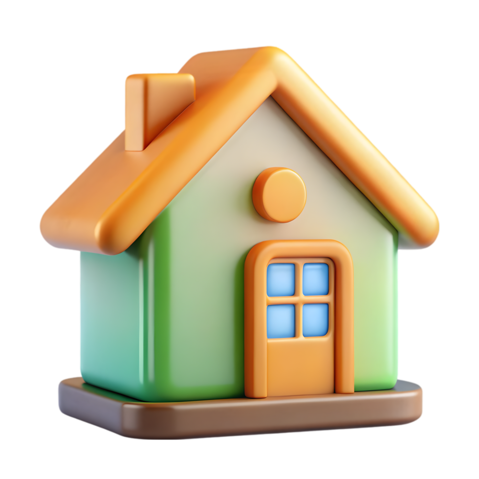 3D Home Icon on Transparent Background for Real Estate Websites and Applications png