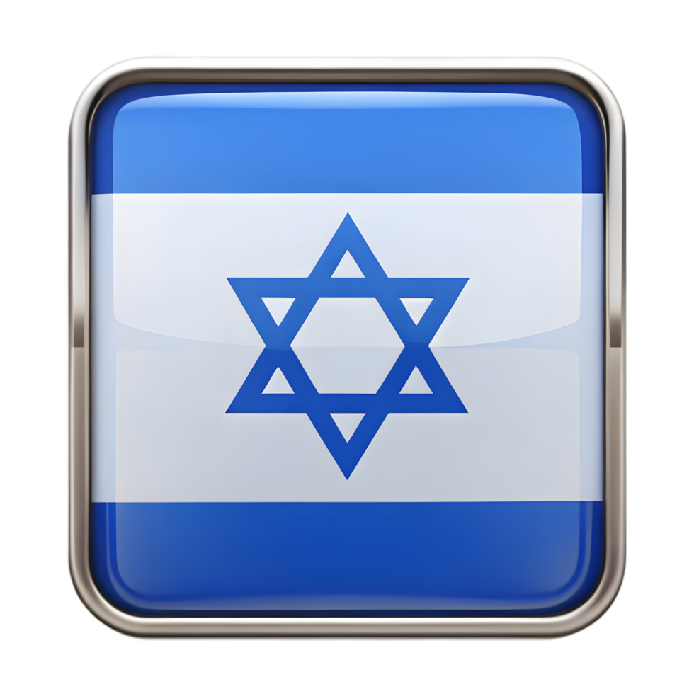 3D Israel Flag Icon on Transparent Background png