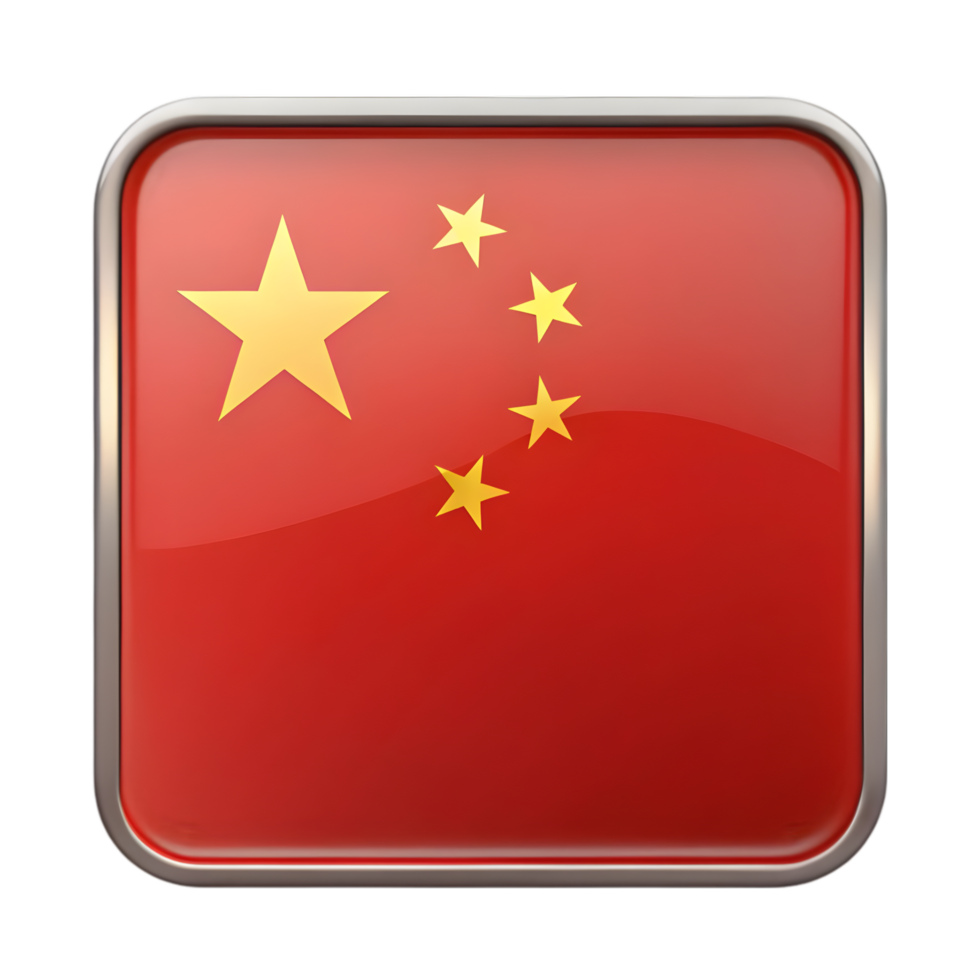 3D China Flag Icon with Shadow for Design Projects png