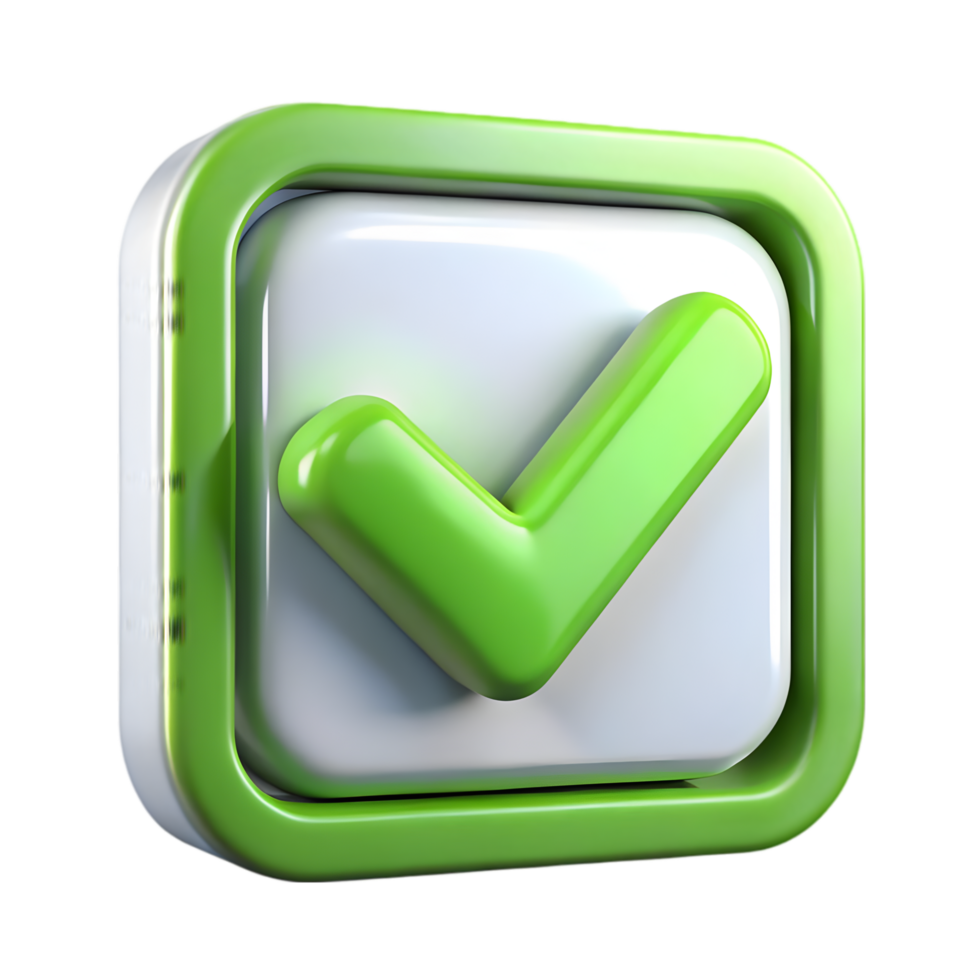 Realistic 3D Check Icon Symbolizing Verification and Approval png
