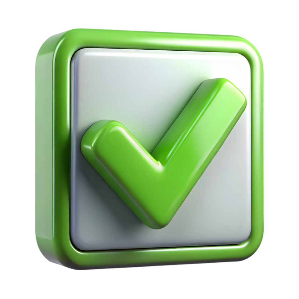 3D Check Icon for Website Design Verification and Approval Process png