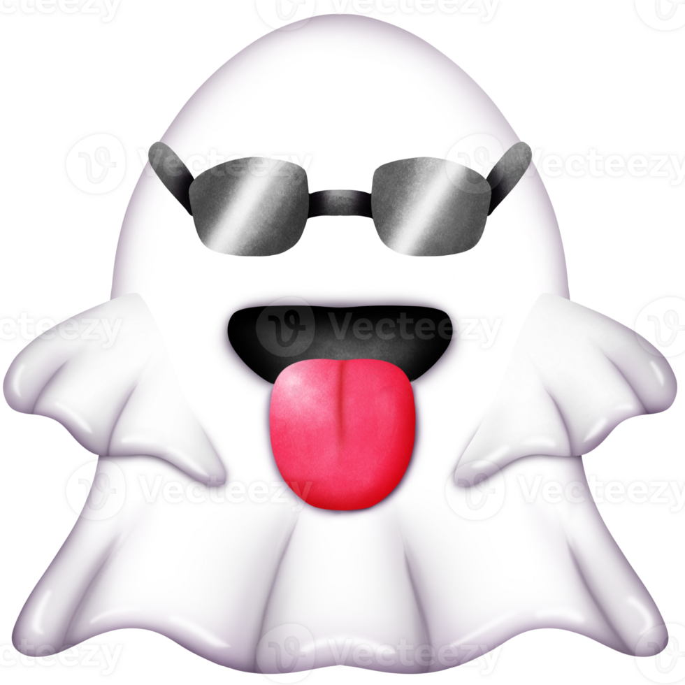 A ghost in a cloak wearing glasses and sticking out its tongue png