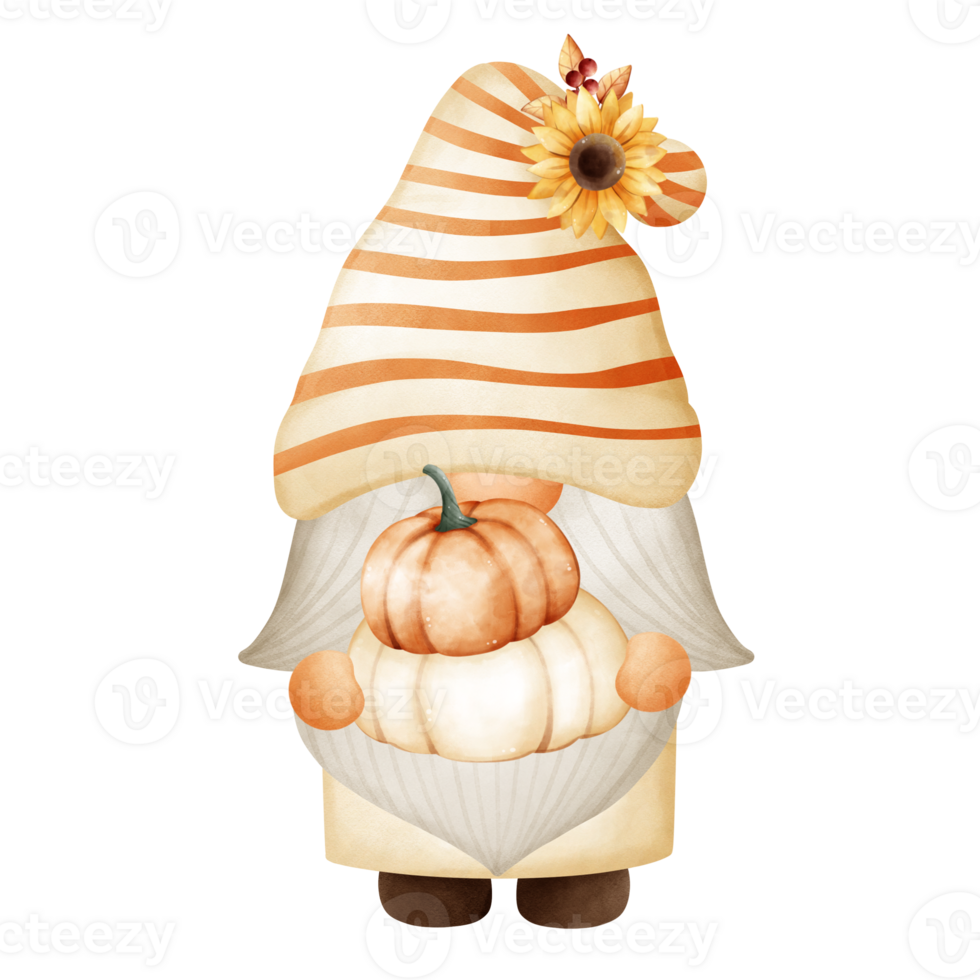 Gnome holding pumpkins png