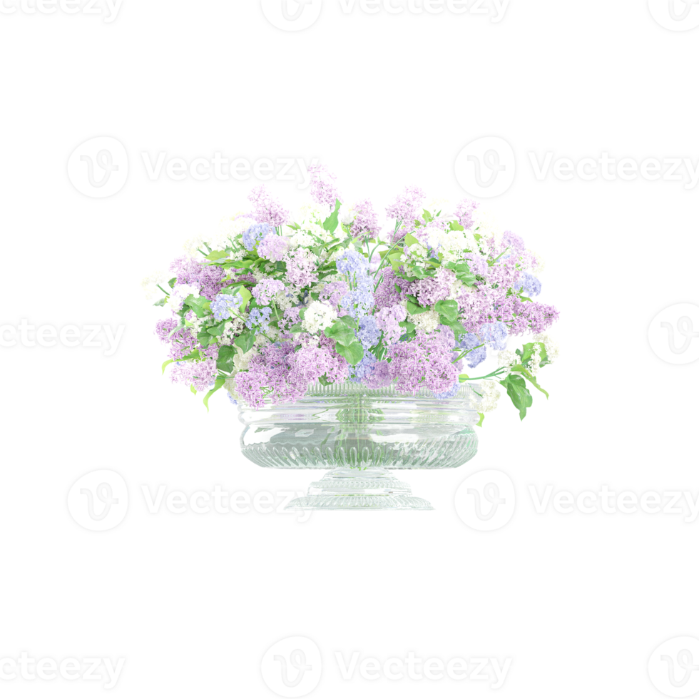 3d rendering of flowers and ornamental plants in pots isolated on Canvas png