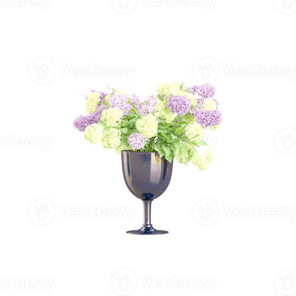 3d rendering of Hydrangea flowers plants in pots isolated on Canvas png