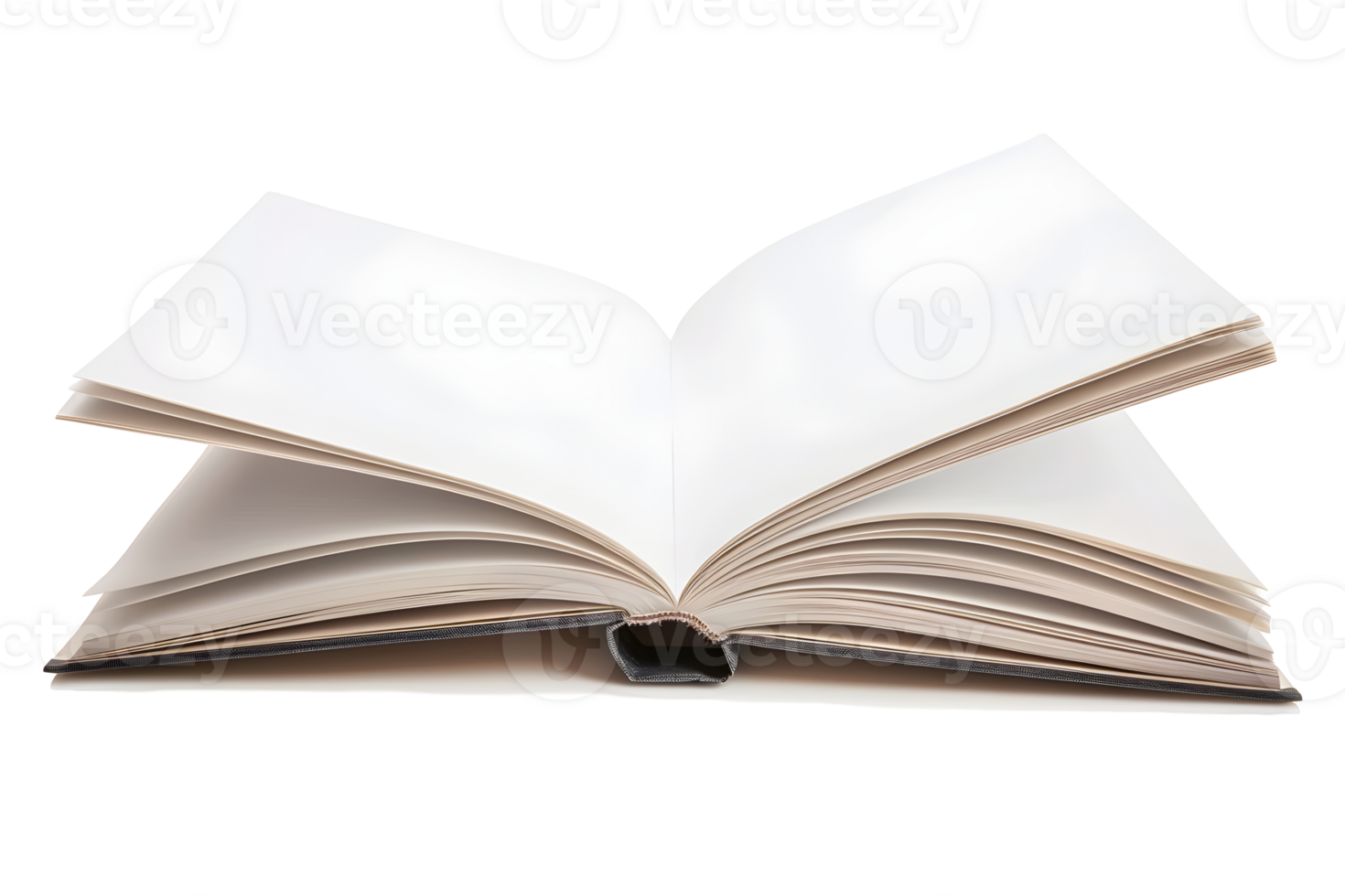 Open book mockup with white paper pages isolated on transparent background. png