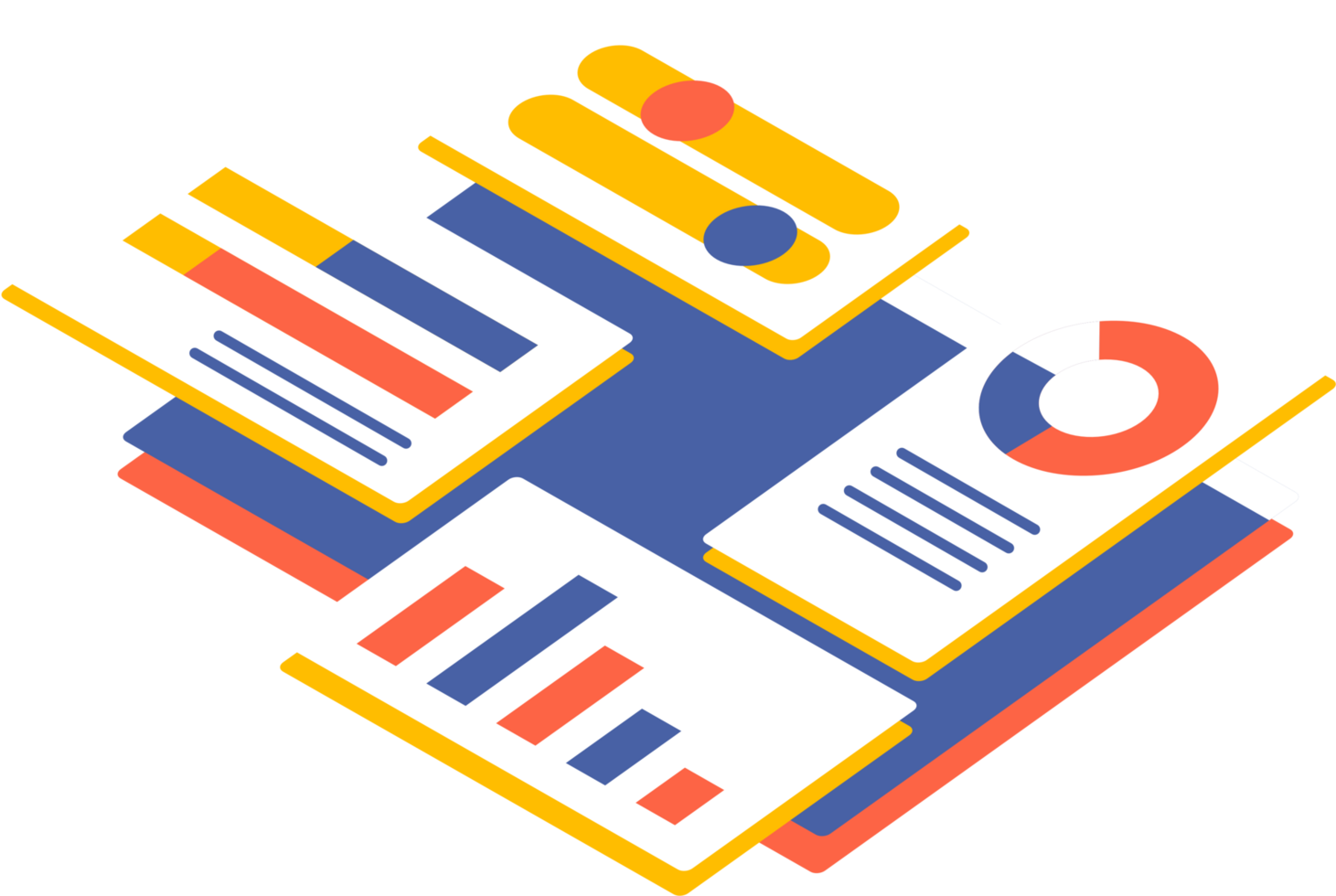business analysis app dashboard isometric modern illustration png