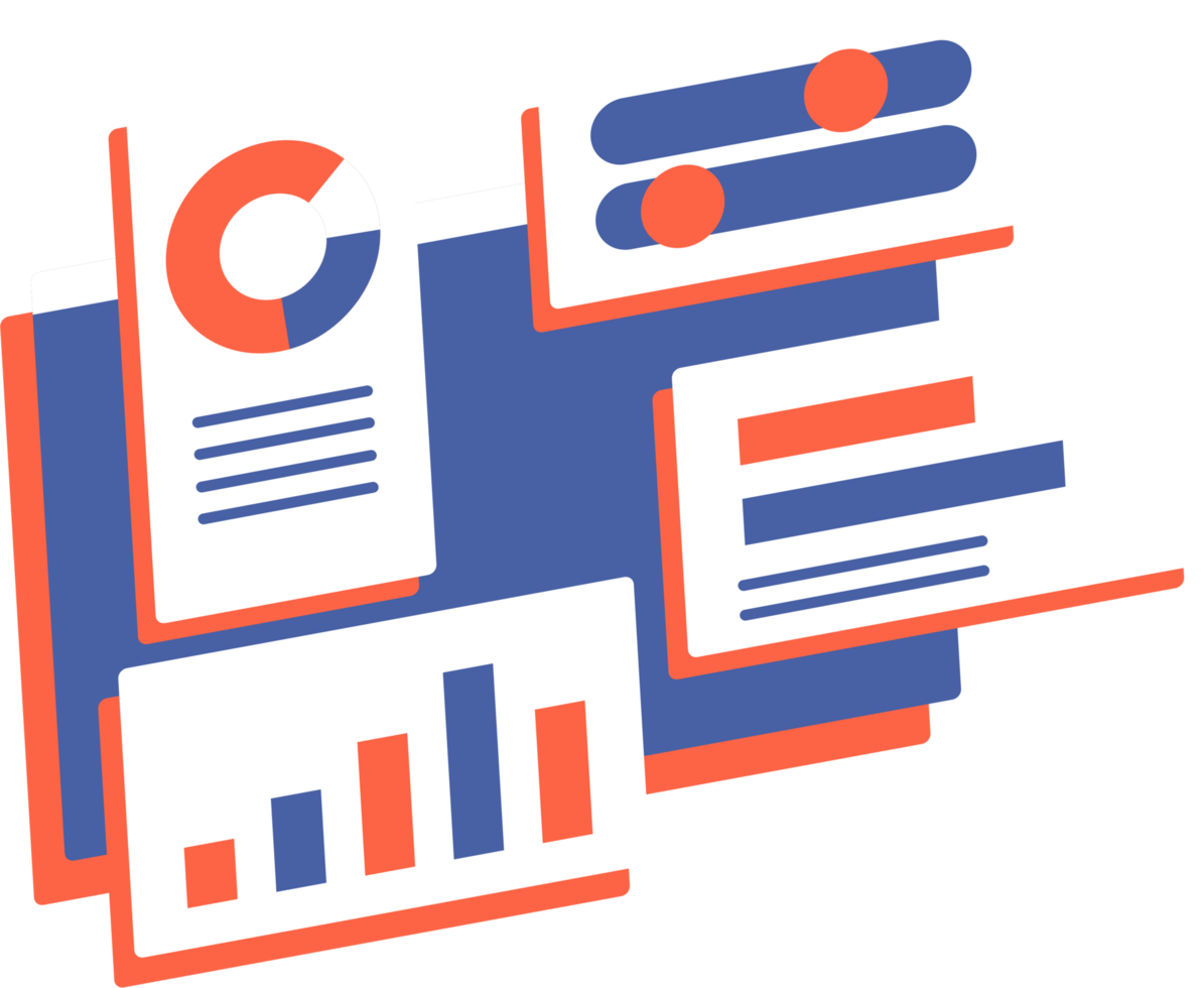 analysis of business reports, visual data analysis dashboard illustration png