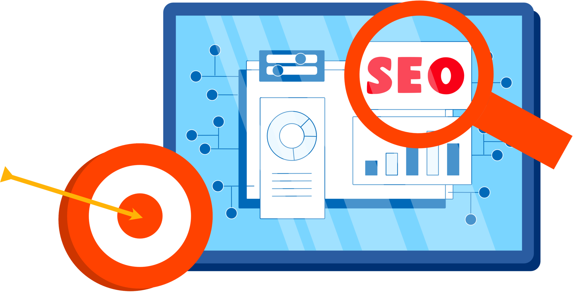 Concept of Seo Optimization for website Illustration png