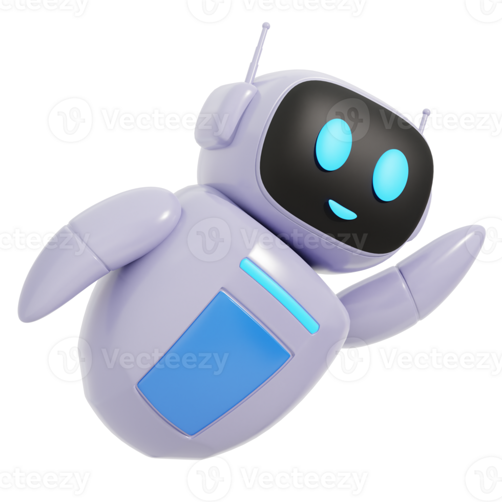 Cute 3D Robot Flying Illustration png