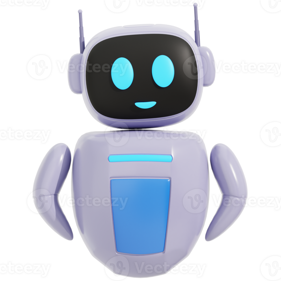 Cute 3D Robot Confident Illustration png