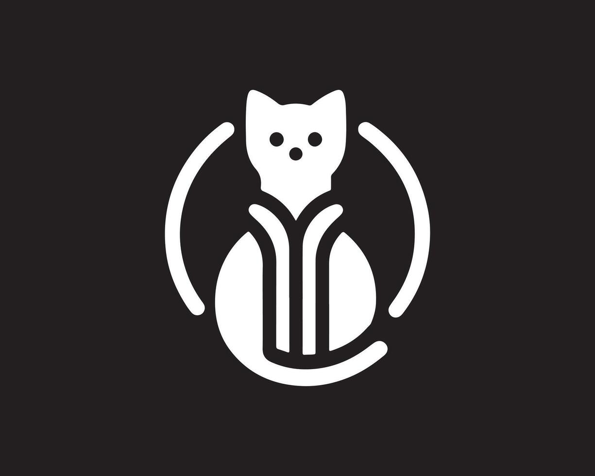 a cat logo with a black background vector