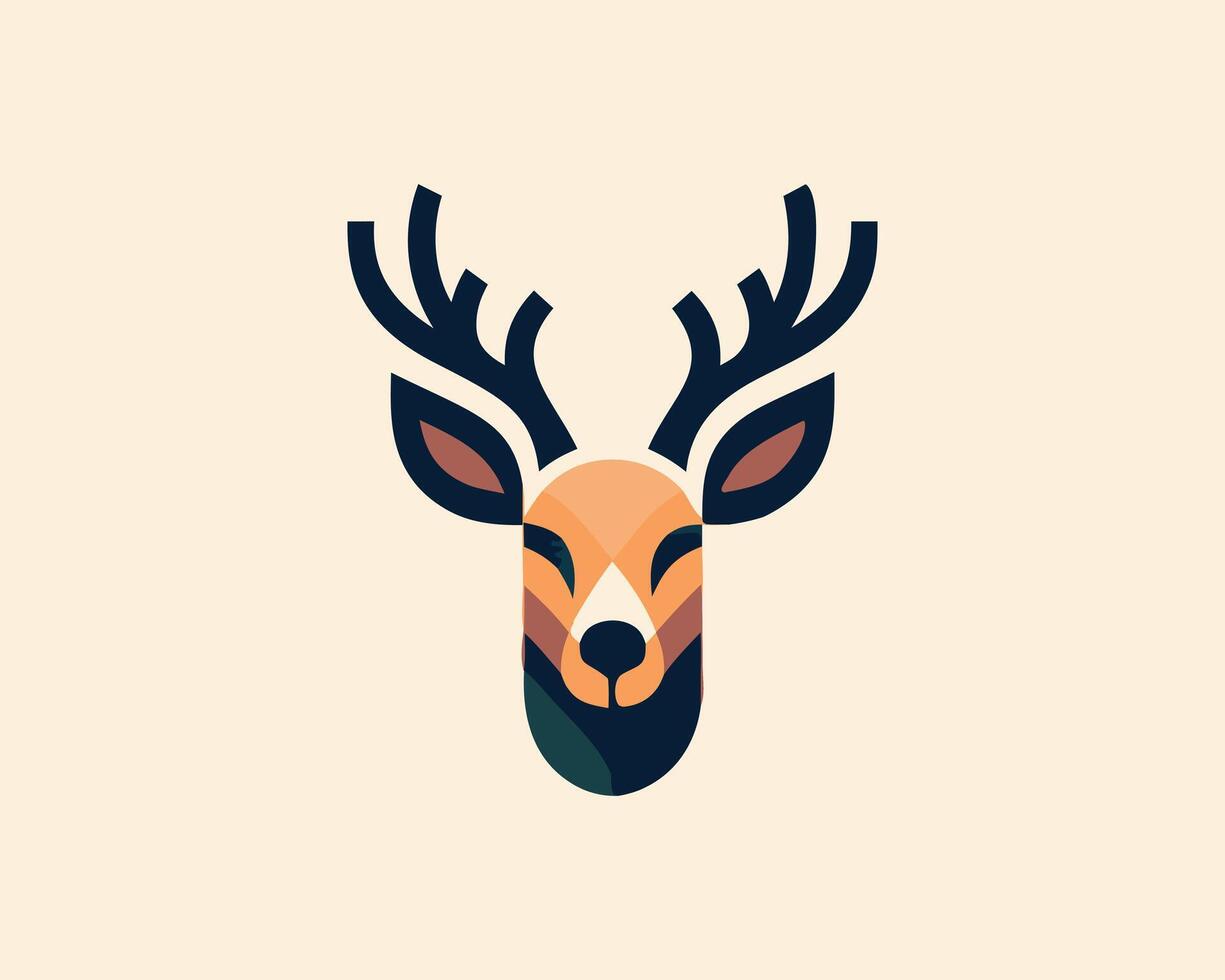 a deer head with horns on it vector