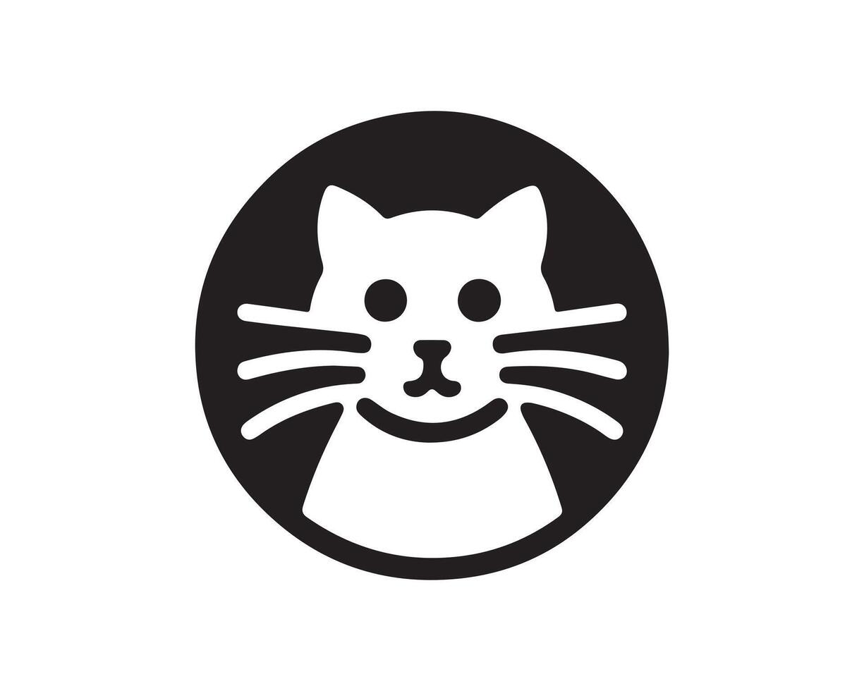 a black and white cat logo on a white background vector