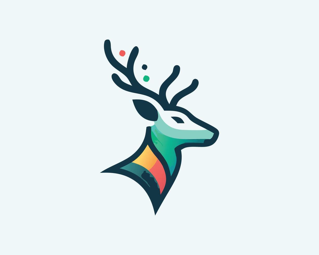 a colorful deer head logo with a colorful background vector