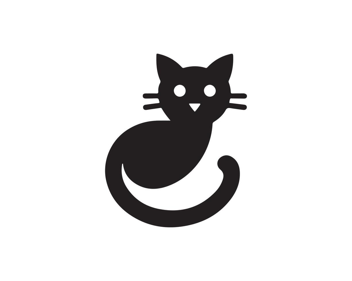 a black cat icon on a white background vector