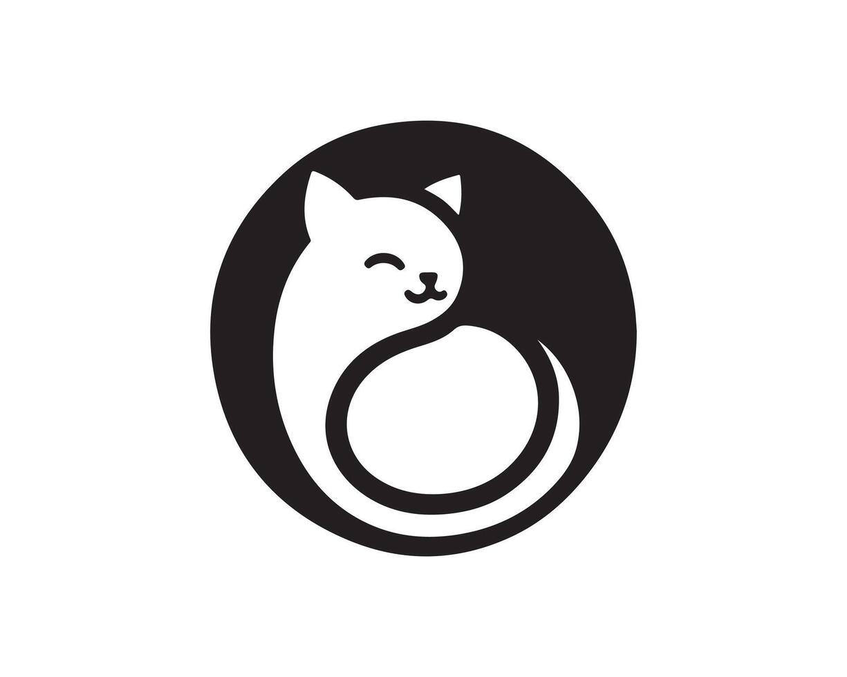 a black and white cat logo vector