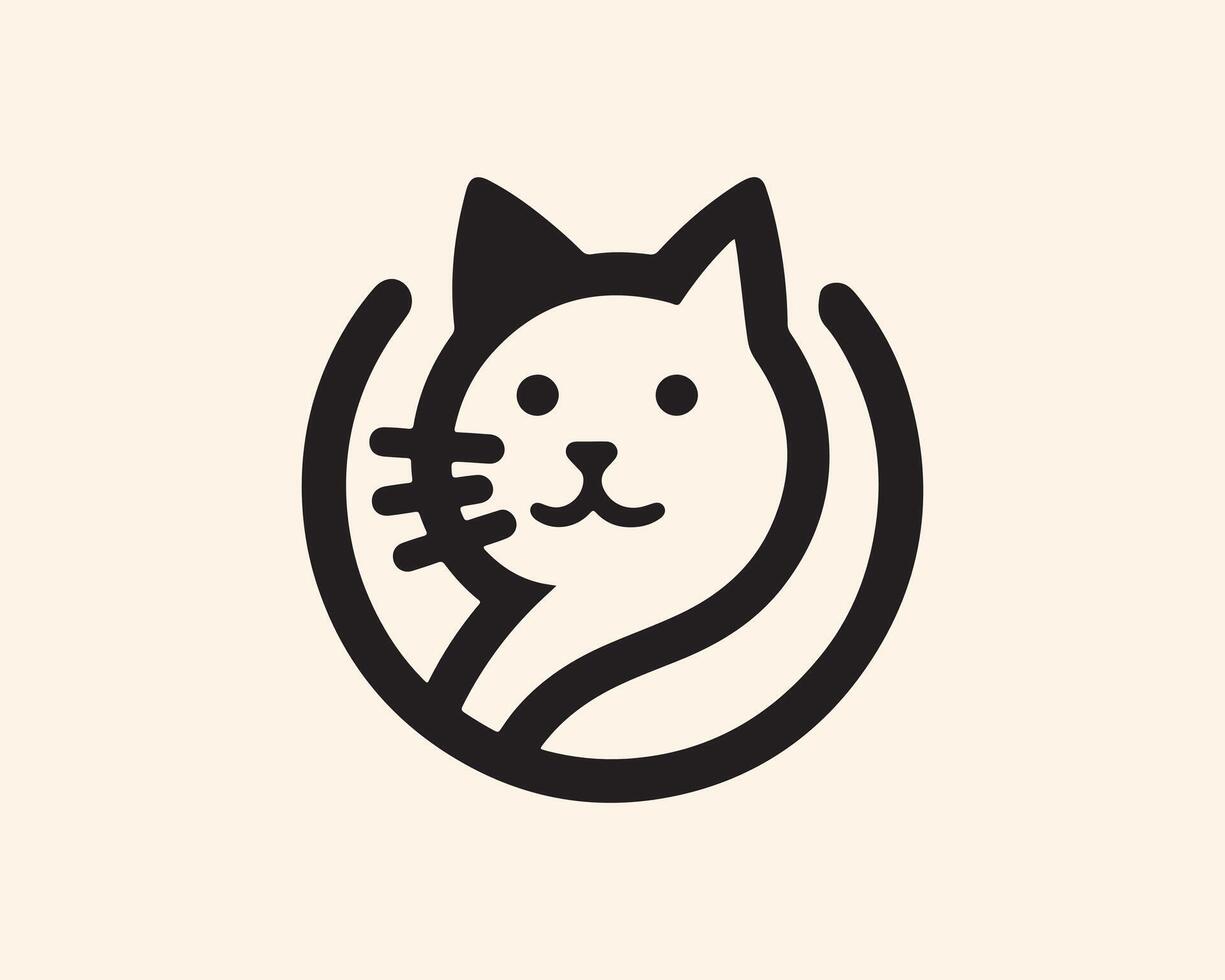 a cat logo with a black outline vector