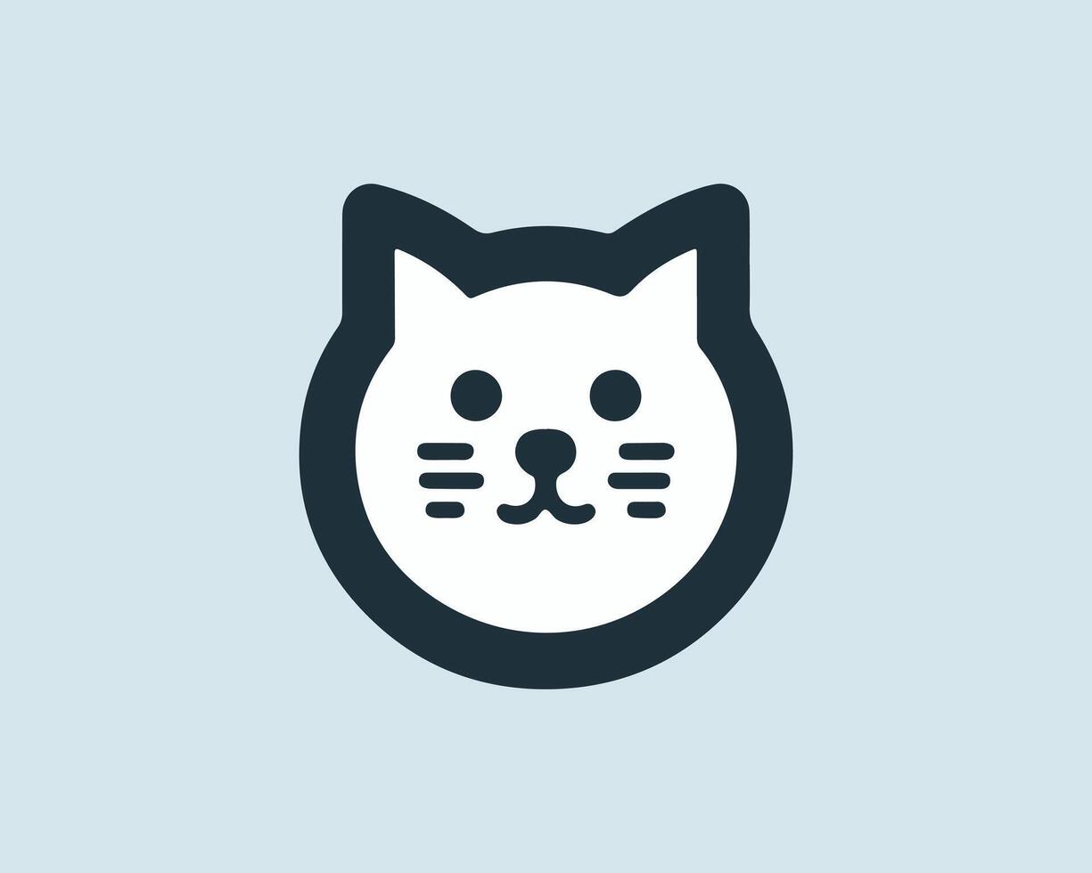 a cat's face icon on a light blue background vector