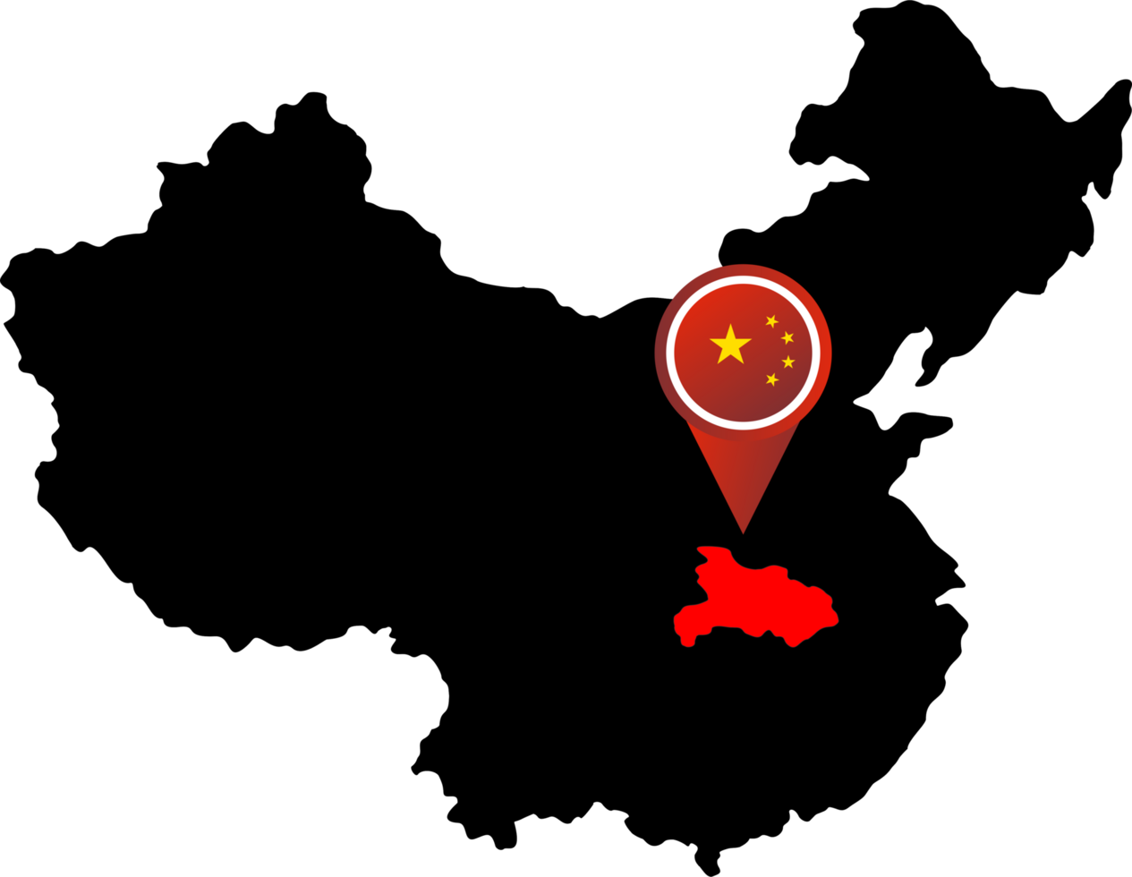 China pin map location Hubei png