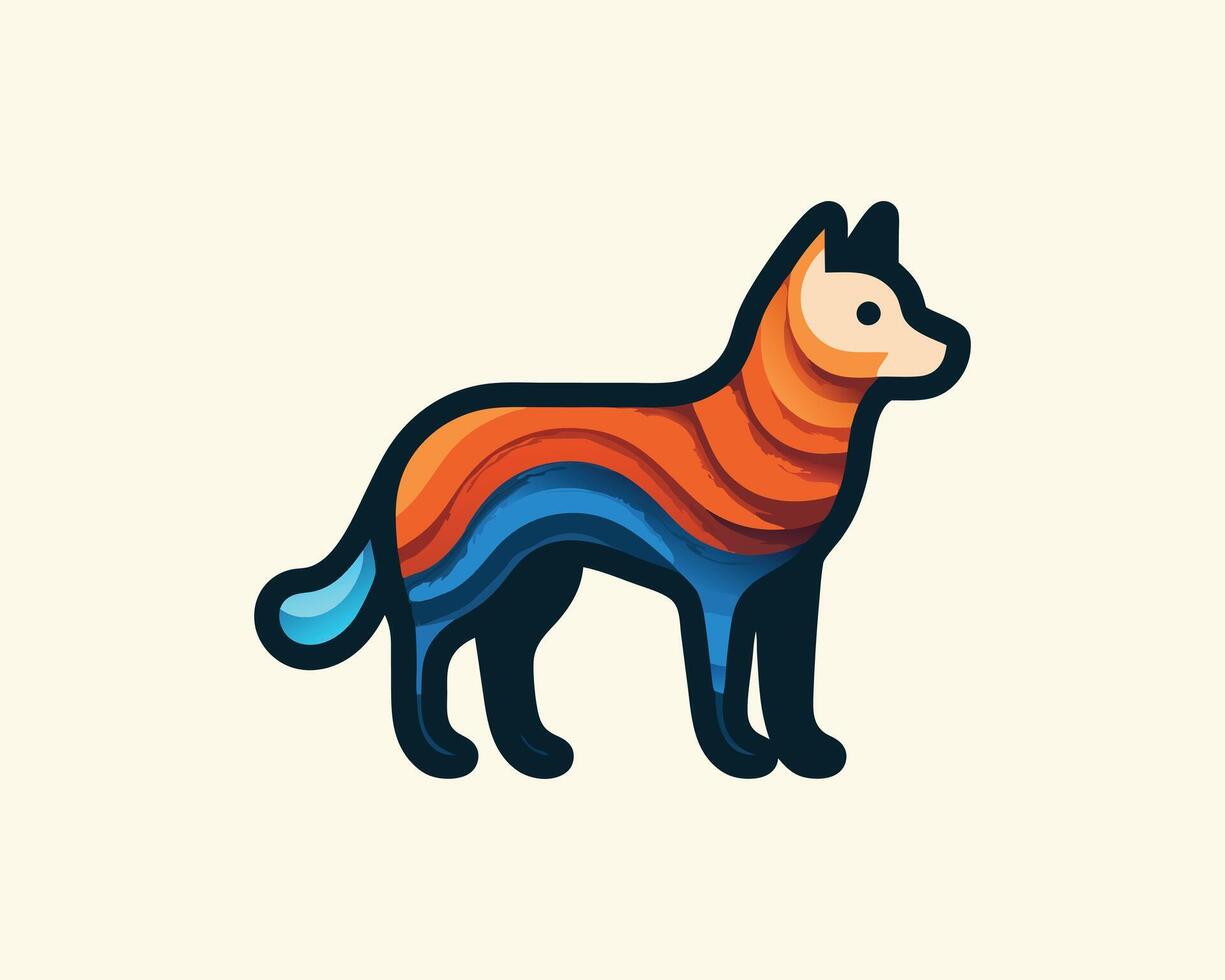 a colorful dog with a long tail vector