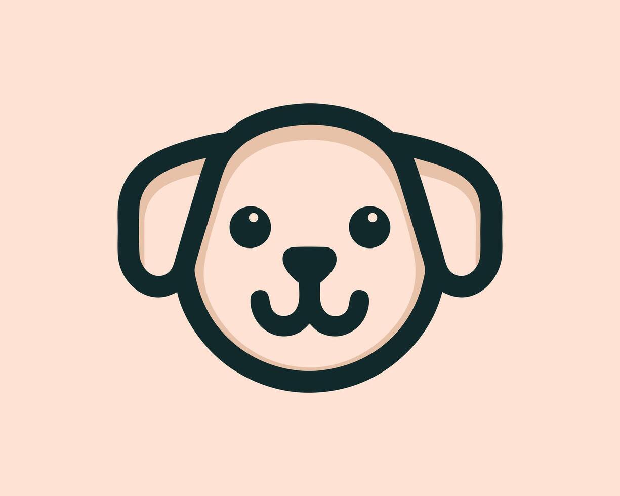 a dog's face on a light pink background vector