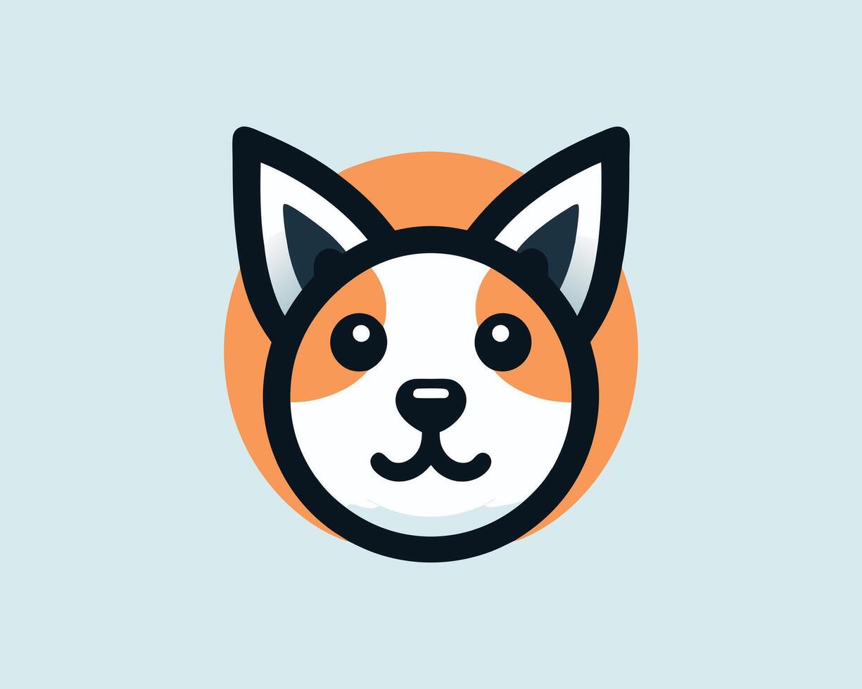 a dog's head is shown in a flat design vector