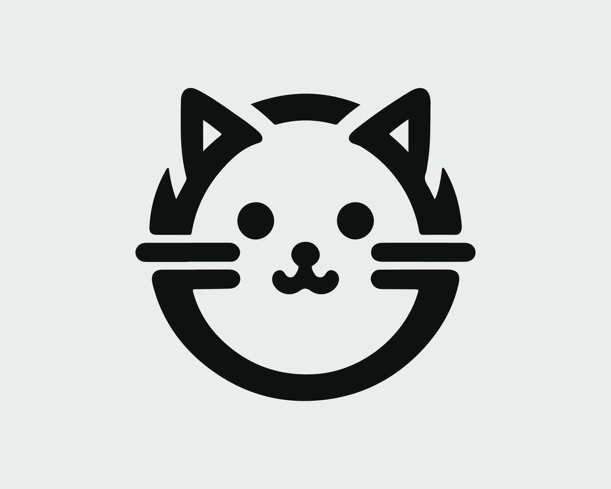 a cat's face is shown in a simple line style vector