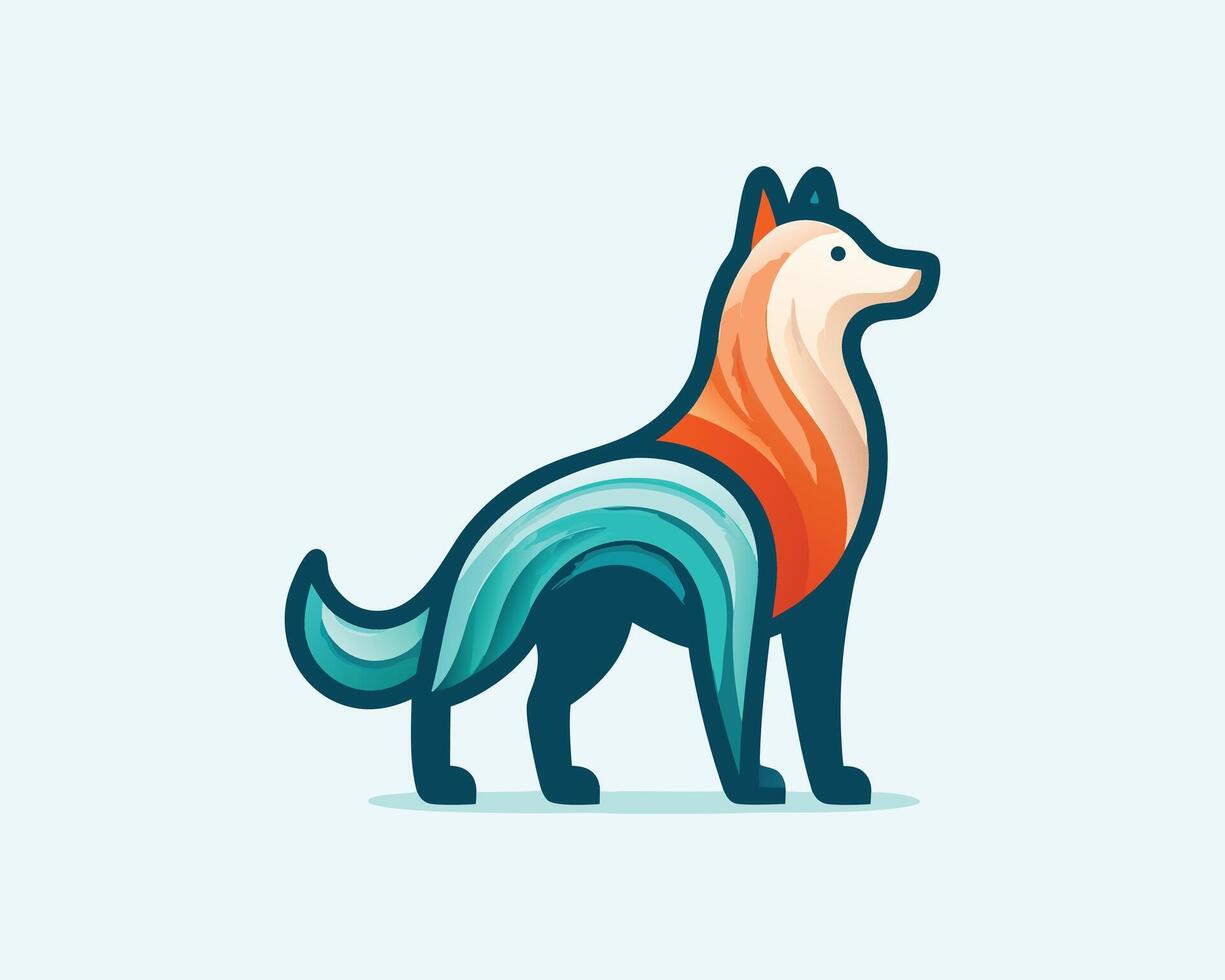 a colorful dog with a wave pattern on it vector