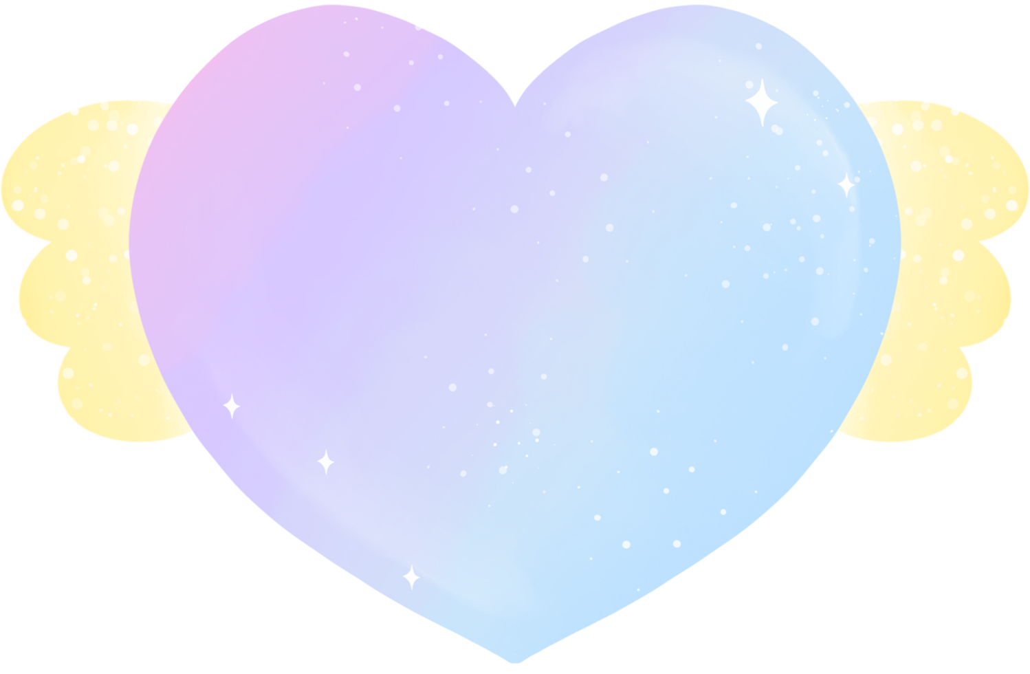 cute Heart with wings, gradient pastel color png