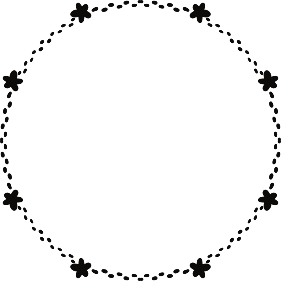 black frame, Flower circle frame png