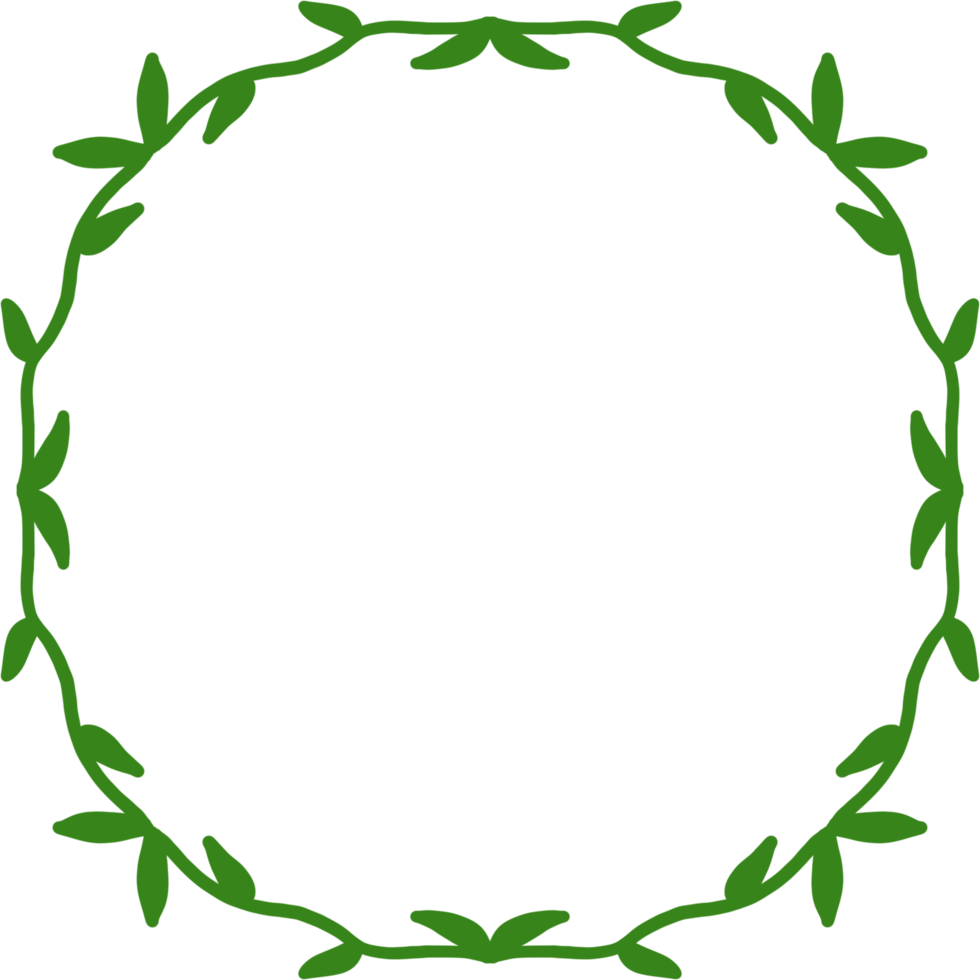 Green leaf circle frame png
