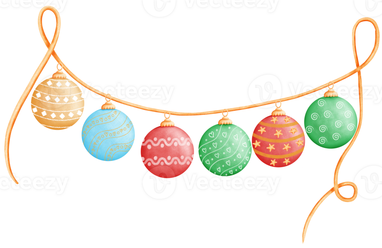 Cute colorful gold and blue Christmas tree hanging ball. Holiday decoration illustration. png