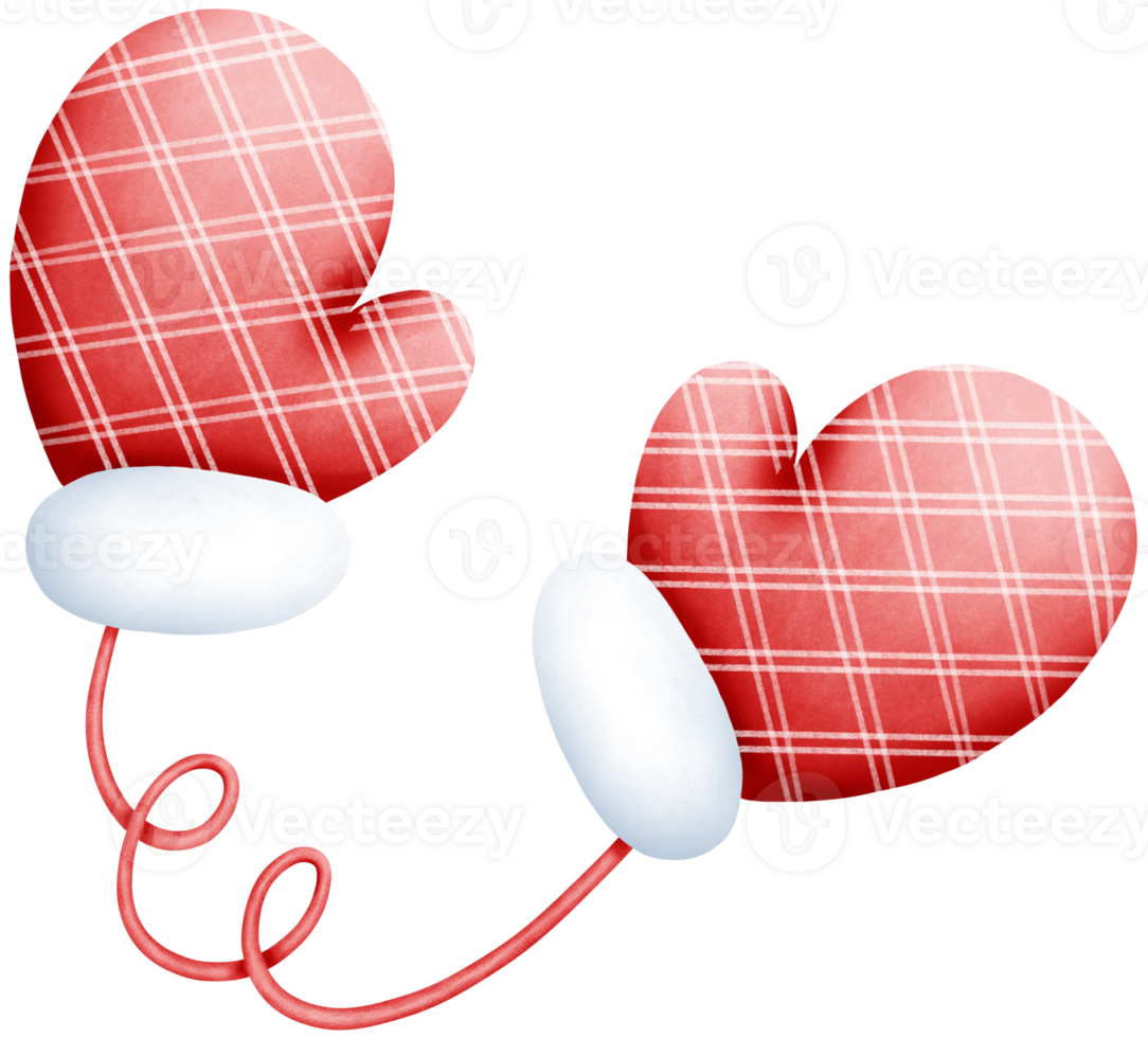 Watercolor Cute Hand Drawn A pair of red Glove with white polka dots. Illustration with Pastel Colors for Winter Fashion Art png